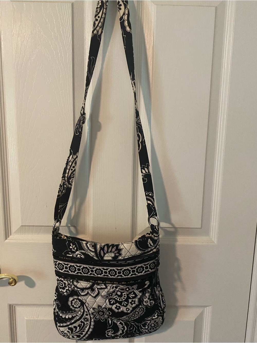 Vera Bradley Black and White Paisley Quilted Crossbody